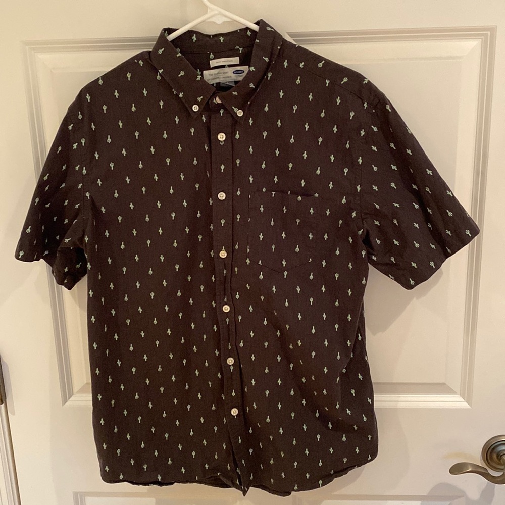 Old Navy Cactus Short Sleeve Button Down Shirt